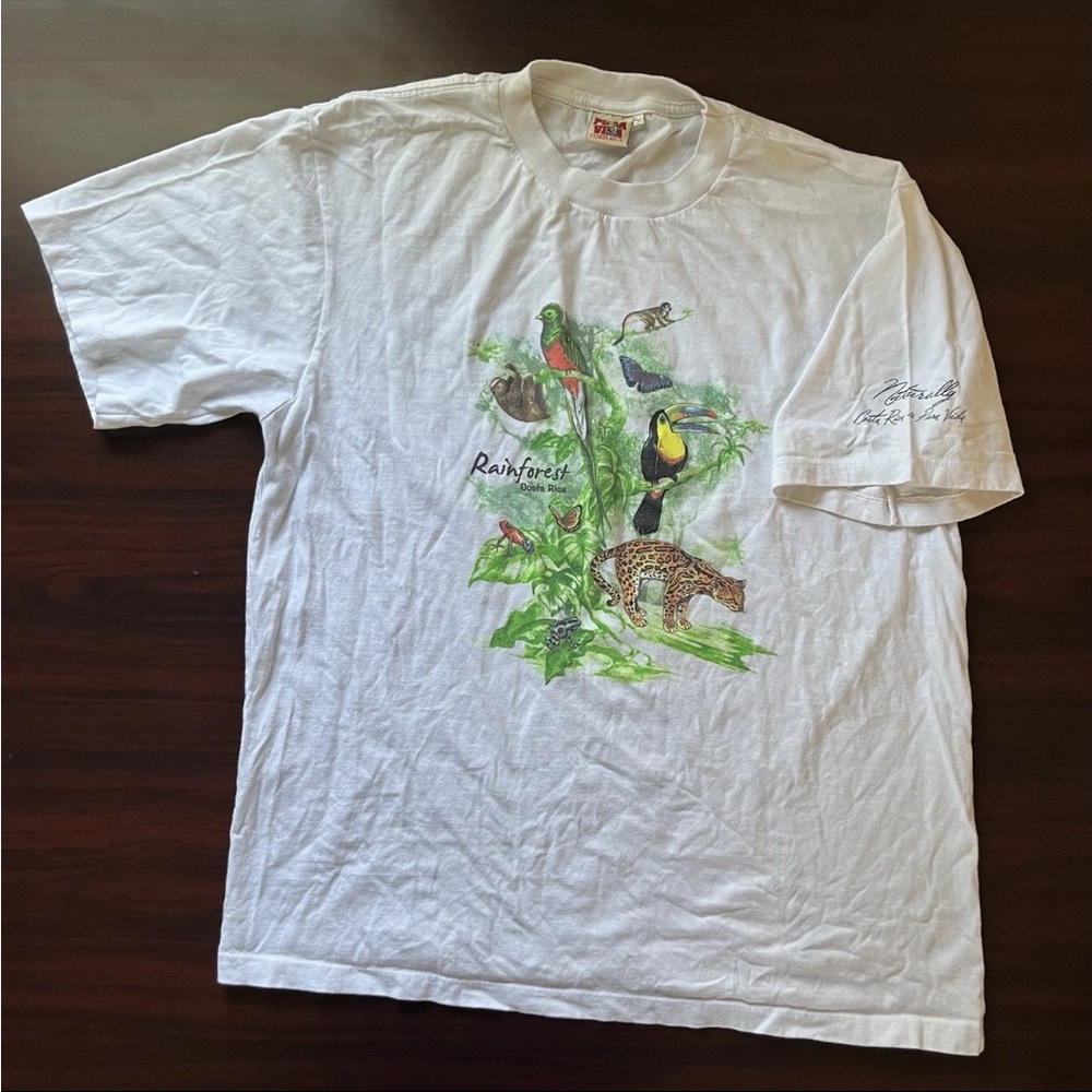 Vtg 90’s T Shirt Sz XL Costa Rica Toucan Tico Rain Forest Animals Graphic